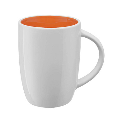 Keramikbecher Elise, 250 ml, weiß-orange Keramikbecher Elise, 250 ml, weiß-orange